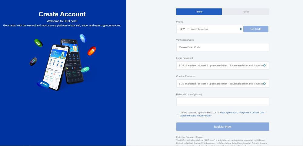 HKD.com Sign Up