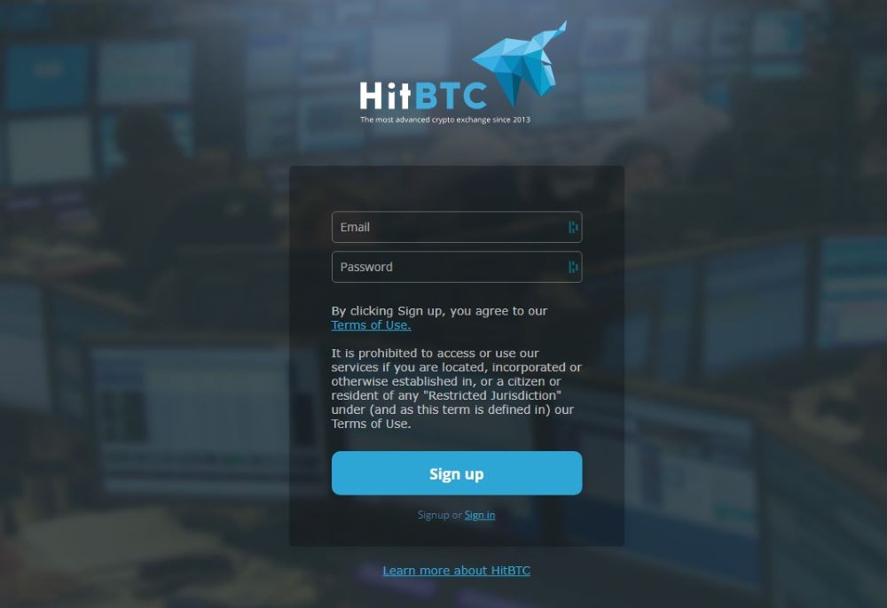 HitBTC Sign Up Process