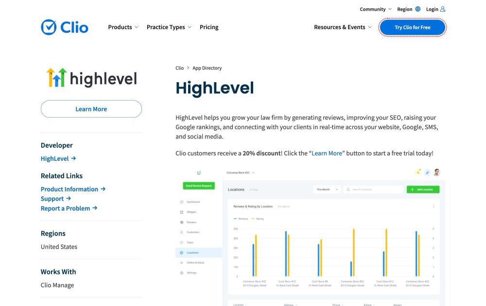 goHighLevel clio integration