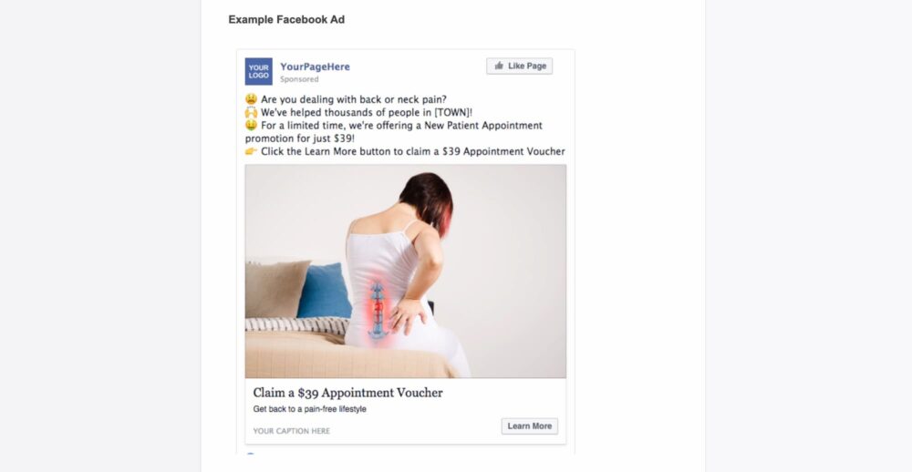 gohighlevel chiropractor snapshot facebook ad