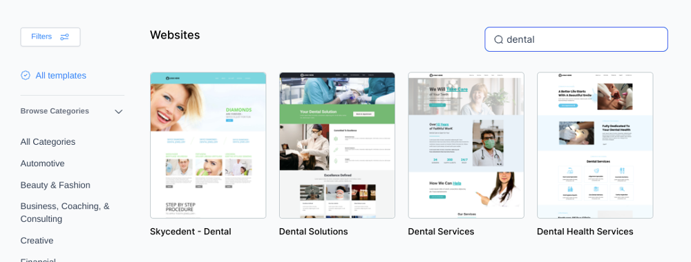 gohighlevel dental website templates 
