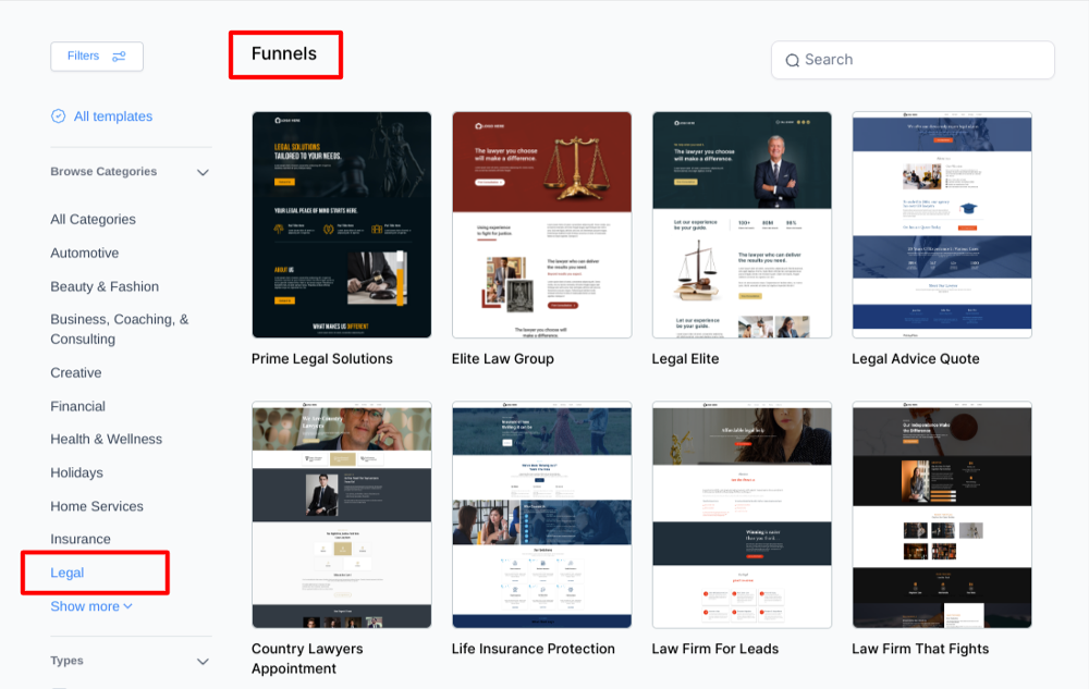 gohighlevel lawyer funnels
