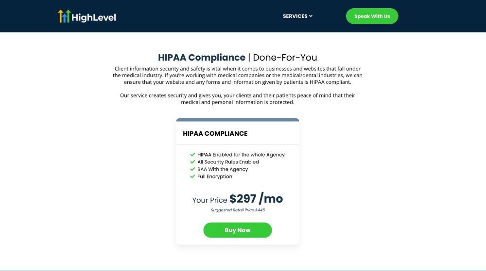 gohighlevel hipaa compliance add on