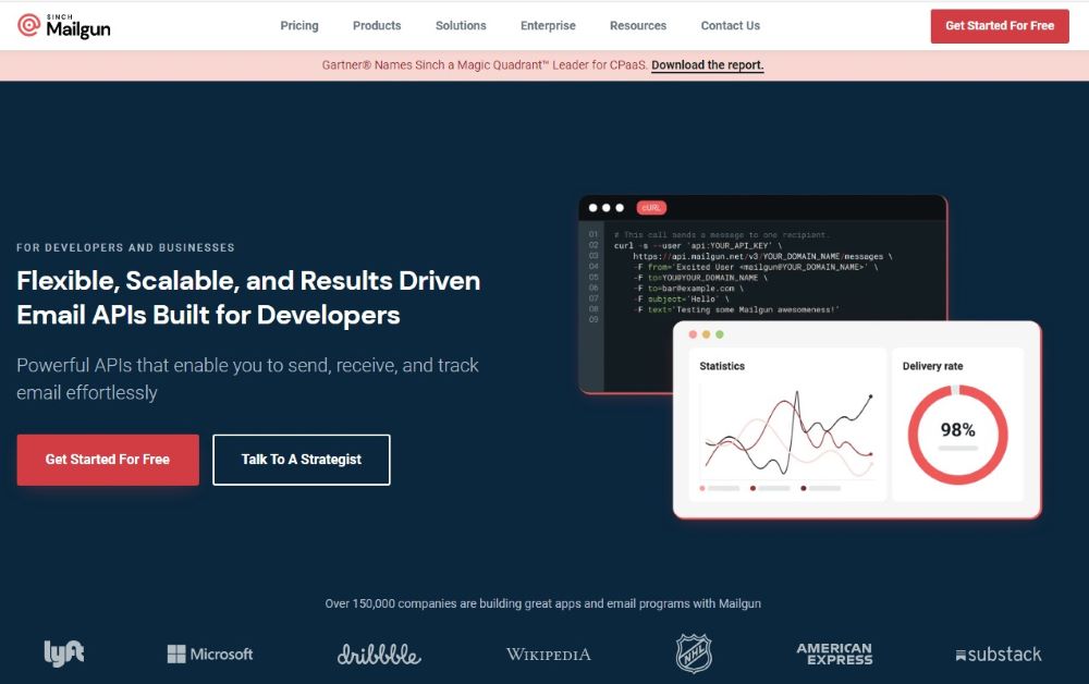 Mailgun Homepage