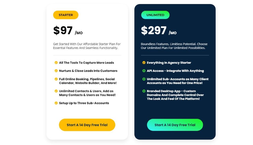 GoHighLevel Pricing