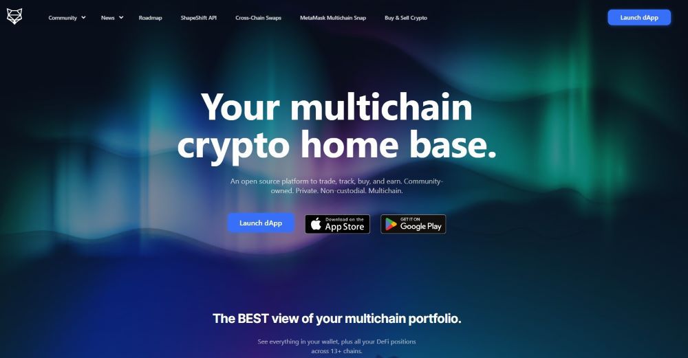 Shapeshift homepage