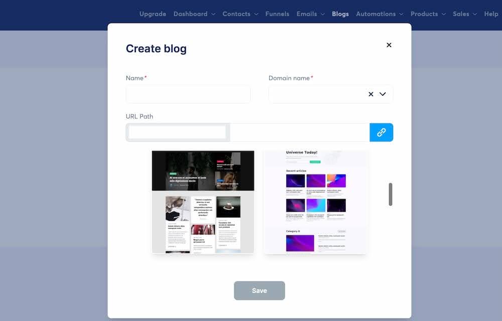systeme.io - create a blog