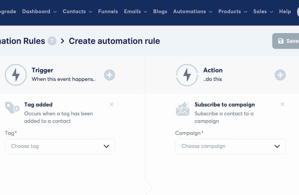 systeme.io create automation rule