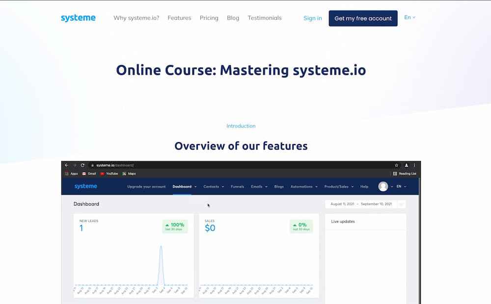 systeme.io video tutorials