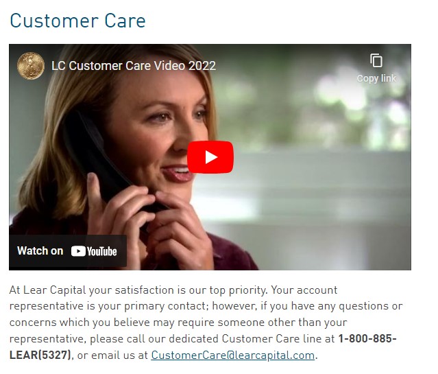 Lear Capital Customer Support