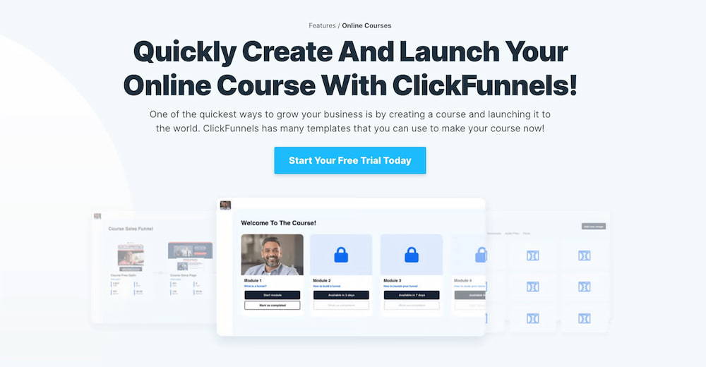clickfunnels online course feature page