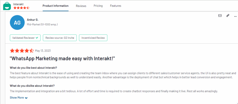 g2 review of interakt