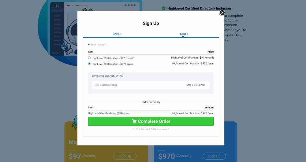 highlevel certifications subscription sign-up
