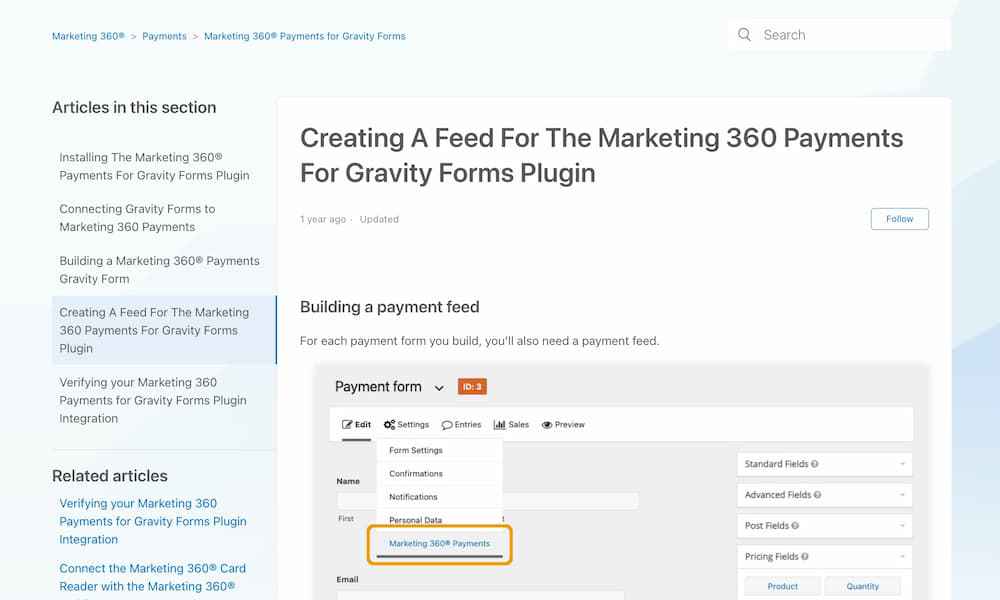 marketing 360 online help center