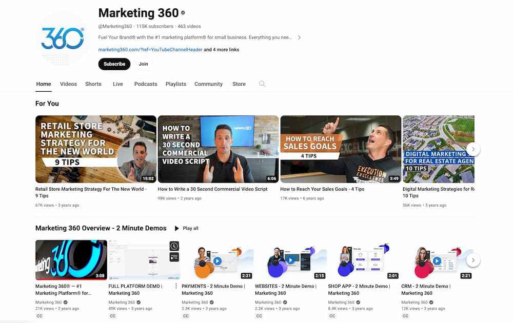 marketing 360 youtube channel