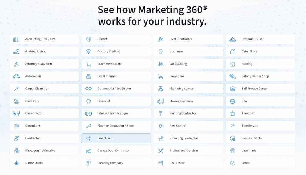 markting 360 list of target industries 