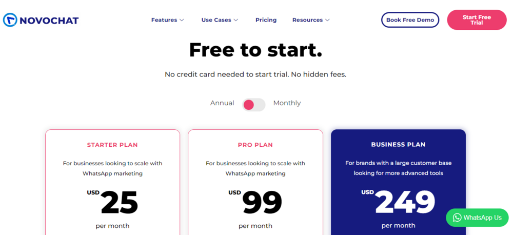 novochat pricing