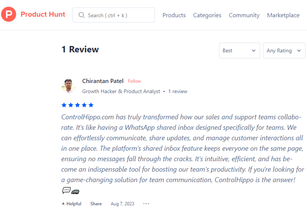 product hunt review of controlhi
