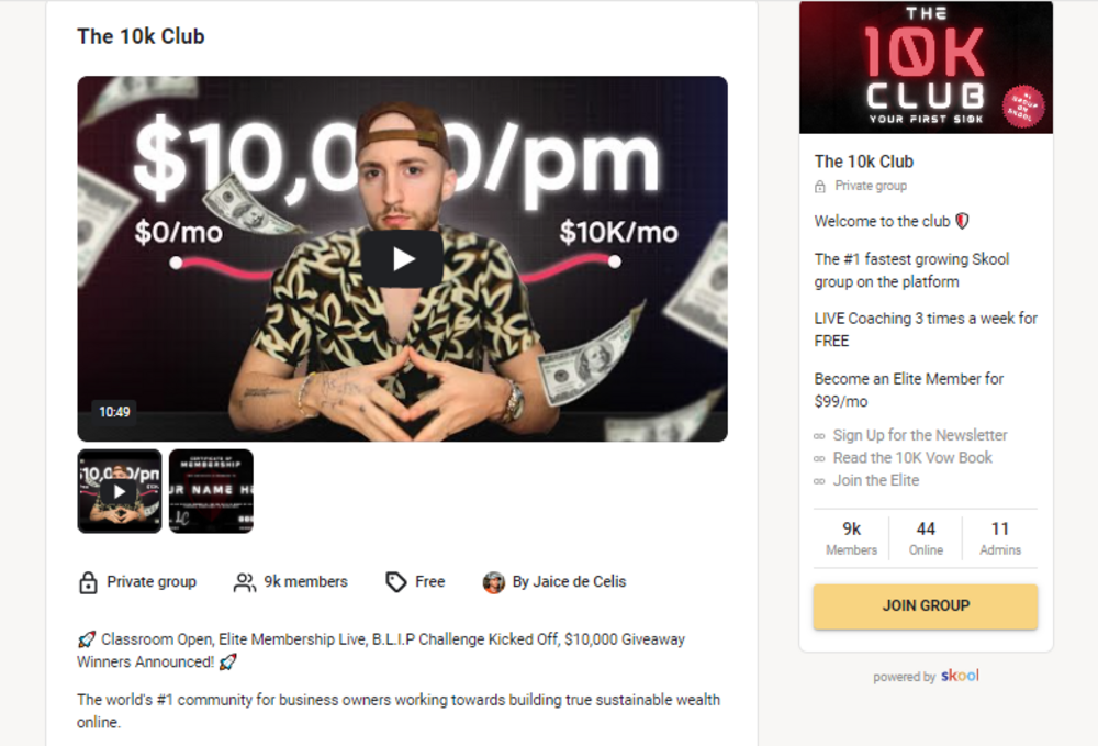 10K club community