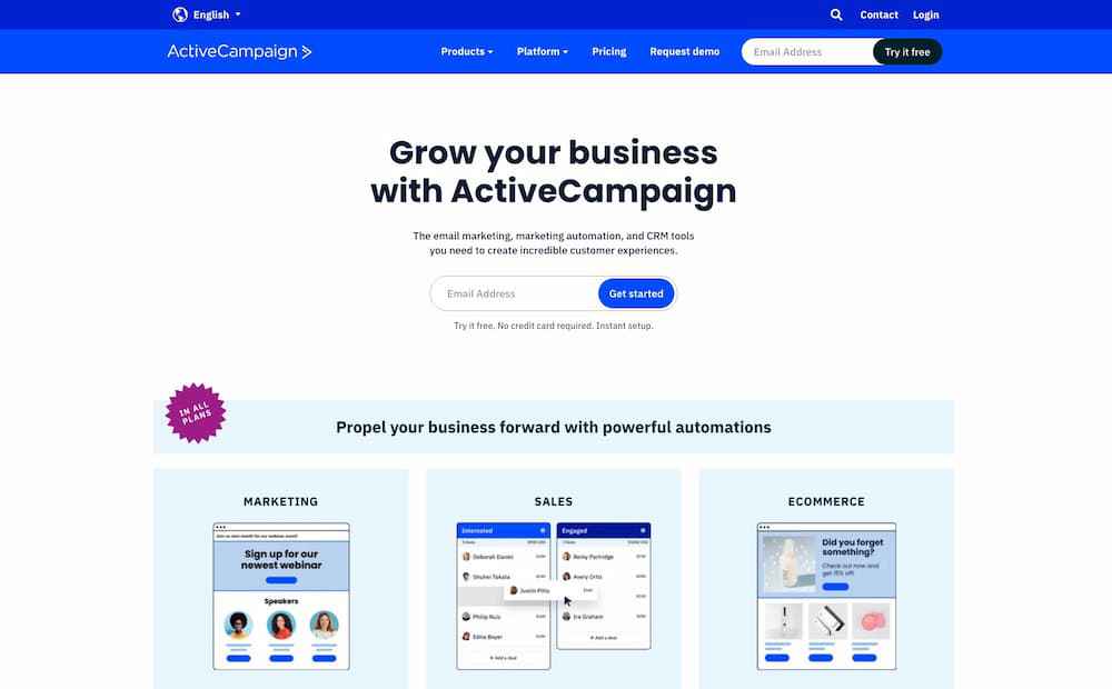 activecampaign homepage