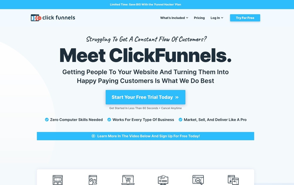 clickfunnels homepage