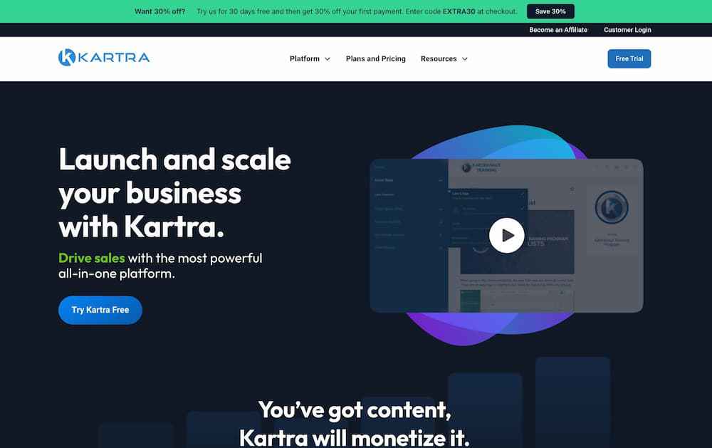 kartra homepage