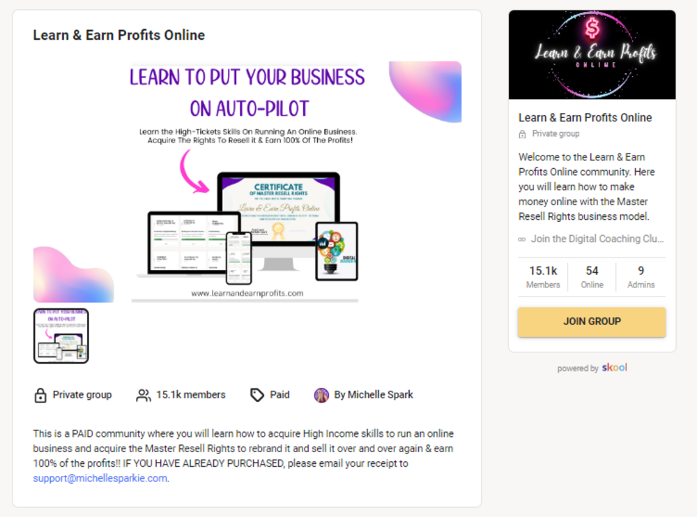 learn and earn profits skool community