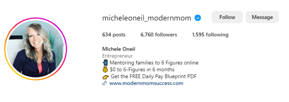 michele oneil IG profile