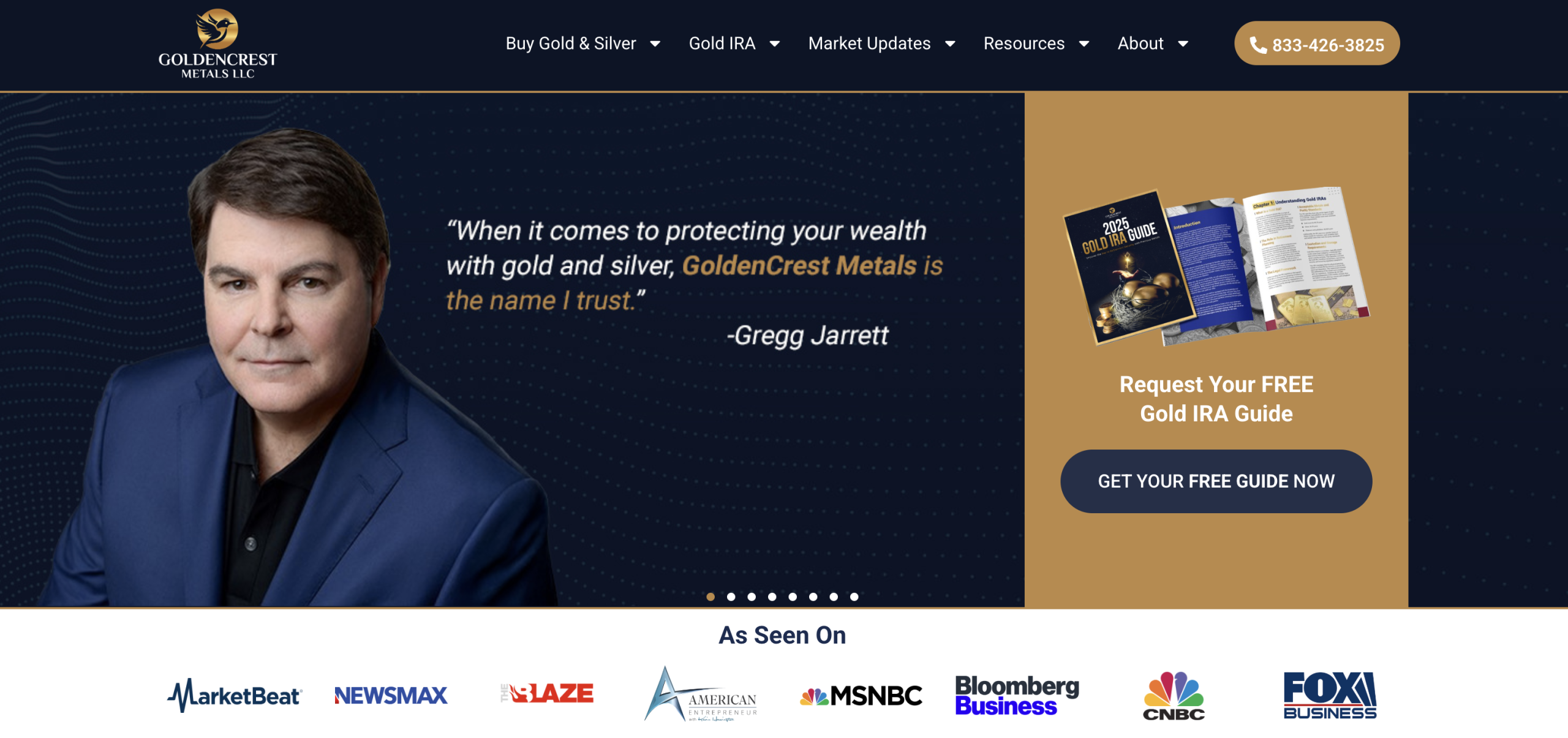 GoldenCrest Metals gold ira company GoldenCrest Metals website with Gregg Jarrett